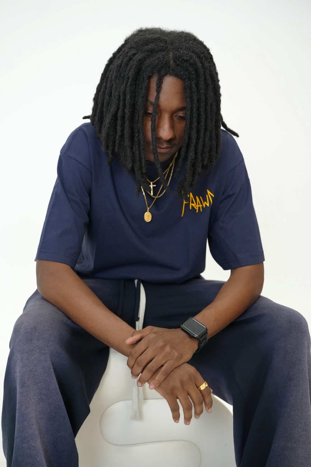 FRAWD apparel, navy tee editorial